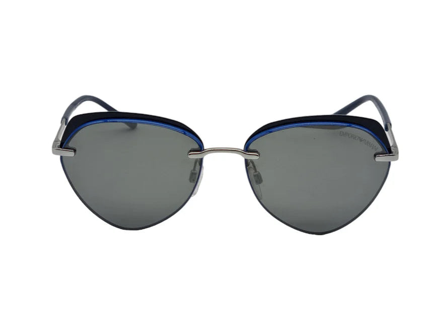 Emporio Armani – Blue Metal Sunglasses with Grey Lenses  – Cat Eye