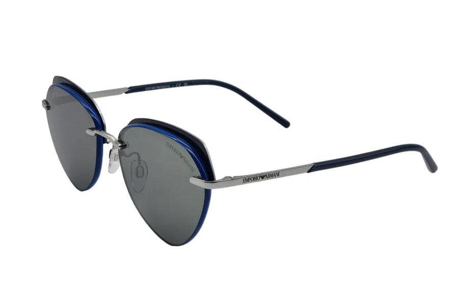Emporio Armani – Blue Metal Sunglasses with Grey Lenses  – Cat Eye
